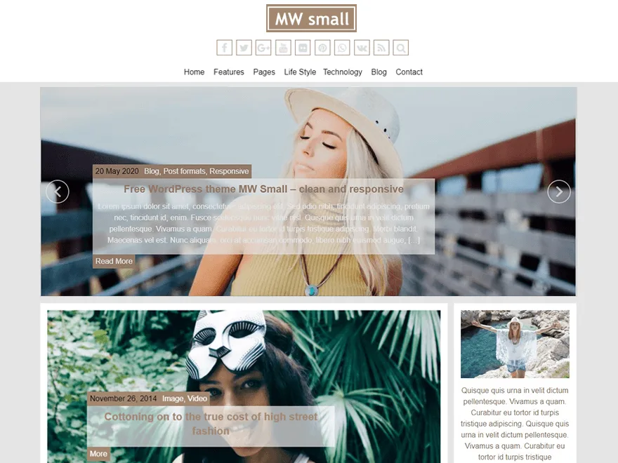 MW Small web sitesi teması önizlemesi
