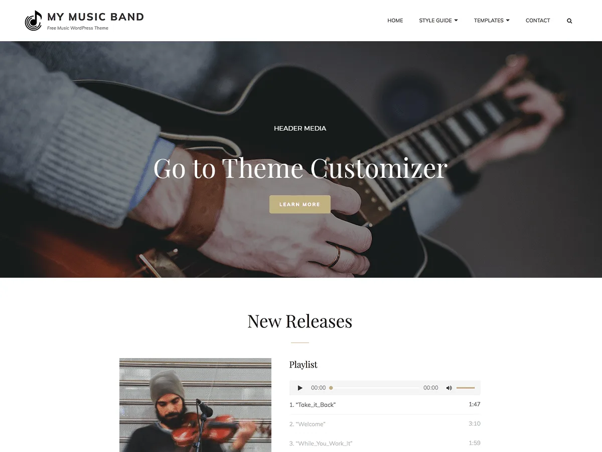 My Music Band web sitesi teması önizlemesi