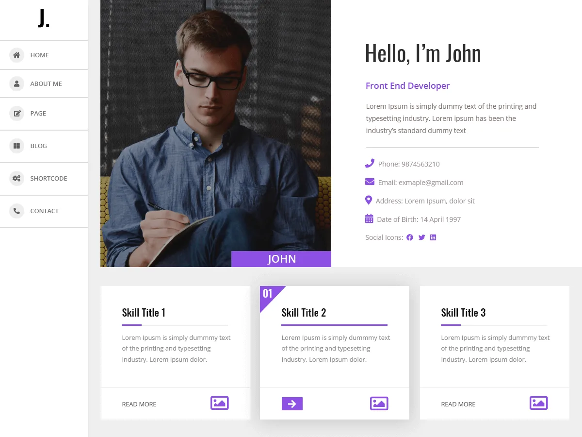 My Resume web sitesi teması ile hazırlanmış profesyonel bir çevrimiçi CV sayfası