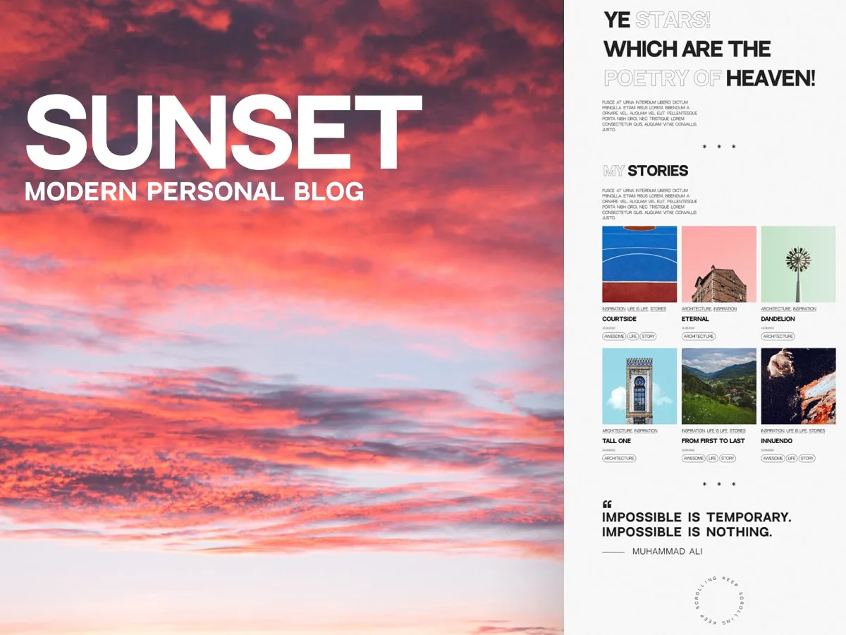 My Sunset web sitesi teması önizlemesi