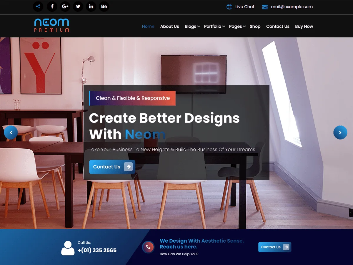 Neom Blog web sitesi teması önizlemesi
