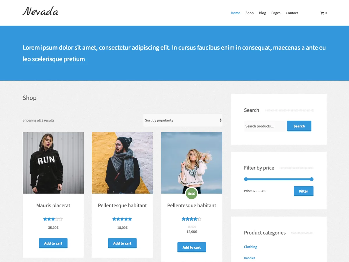 Nevada Lite web sitesi teması önizlemesi