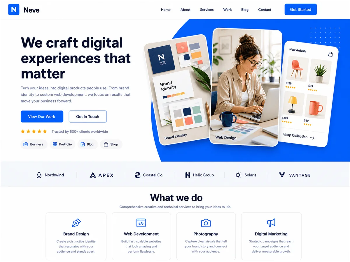 Neve web sitesi teması özellikleri ve kullanım alanları