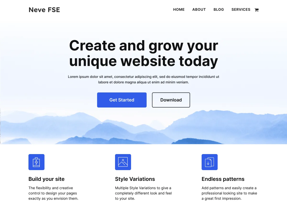 Neve FSE web sitesi teması ekran görüntüsü