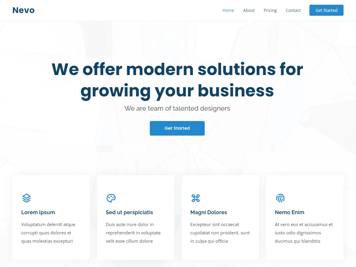 Nevo web sitesi teması önizlemesi