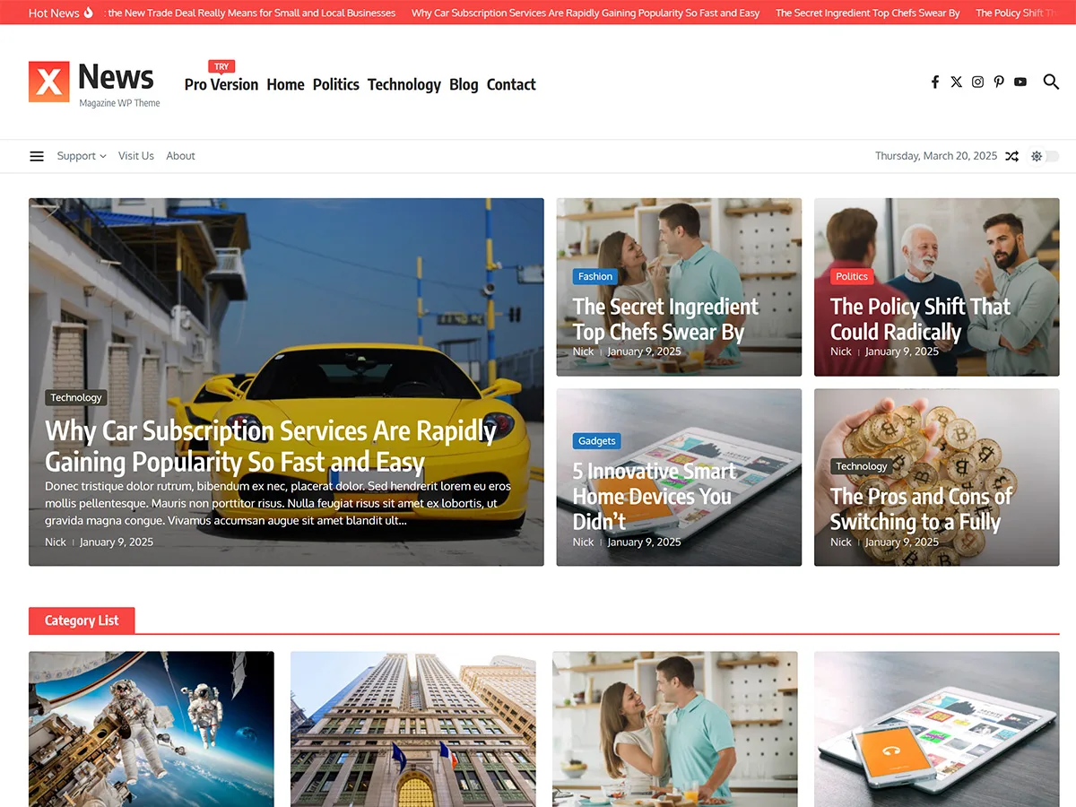 News Magazine X WordPress theme – a free blog and magazine theme
