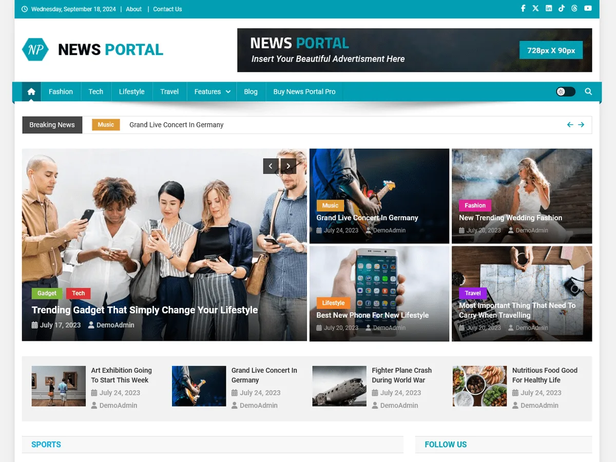 News Portal WordPress theme homepage preview