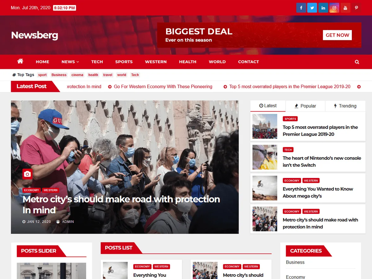 Newsberg web sitesi teması önizlemesi