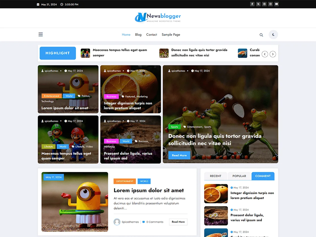 NewsBlogger web sitesi teması ile haber ve blog sitesi tasarımı