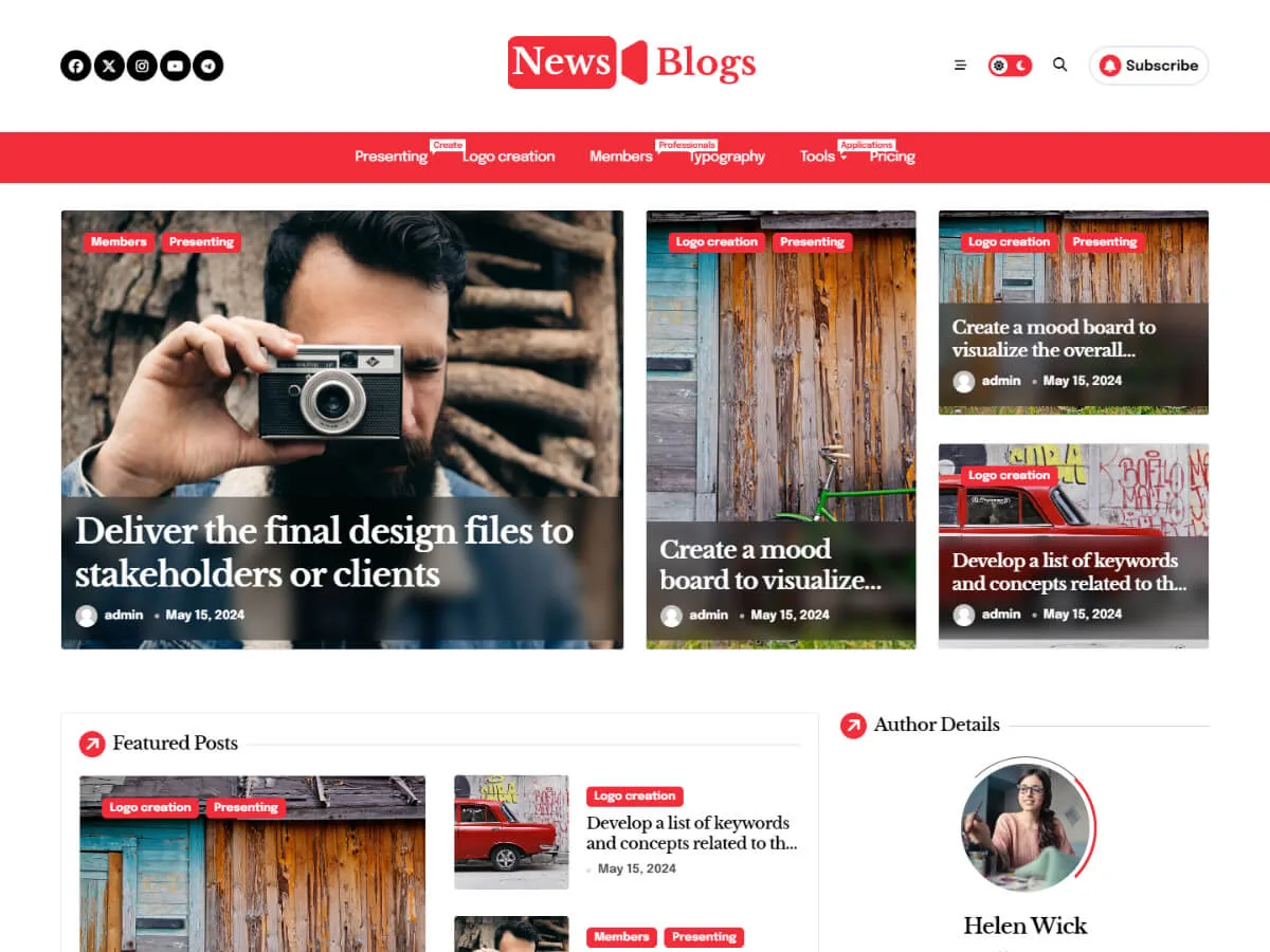 Newsblogs web sitesi teması önizlemesi