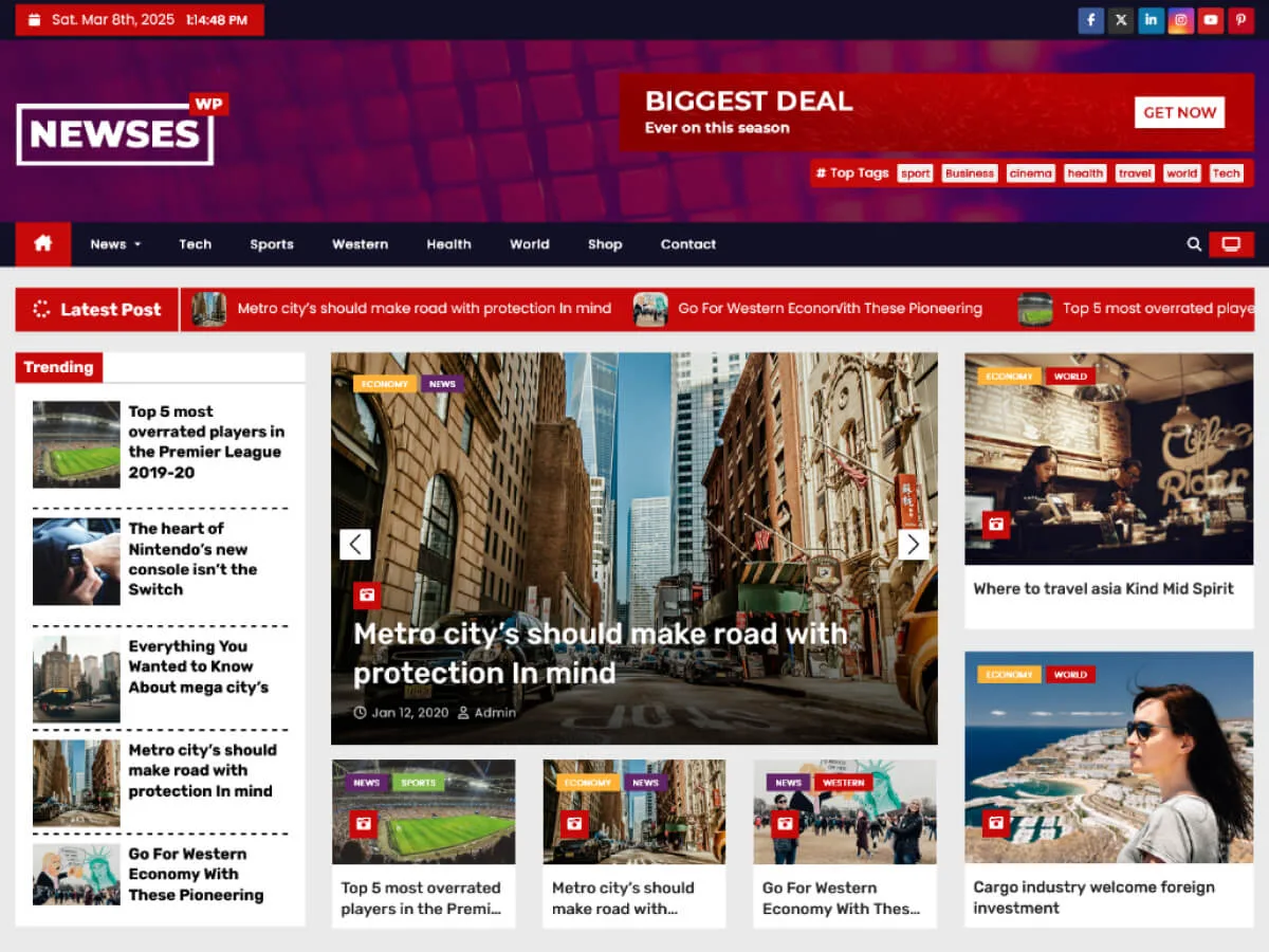 Newses web sitesi teması önizlemesi