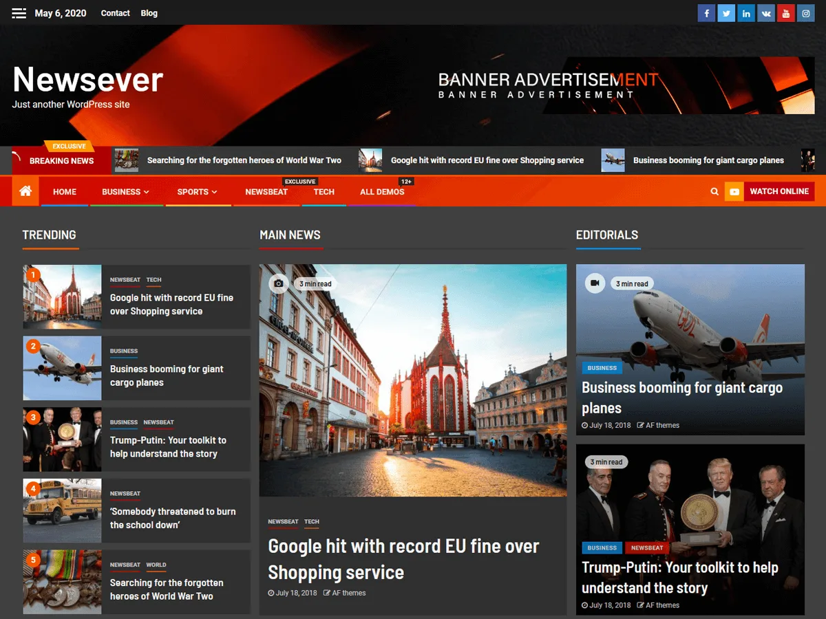 Newsever WordPress theme for news and magazine websites