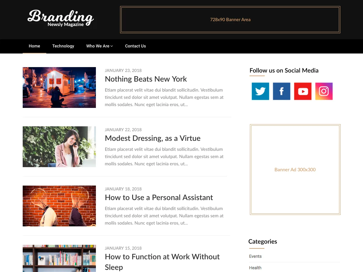Newsly Magazine web sitesi teması önizlemesi