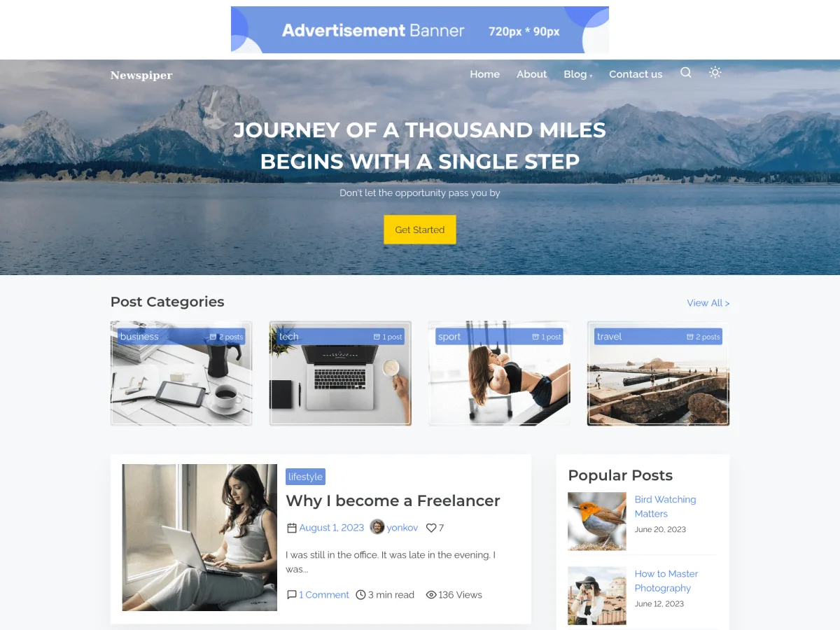 Newspiper web sitesi teması önizlemesi