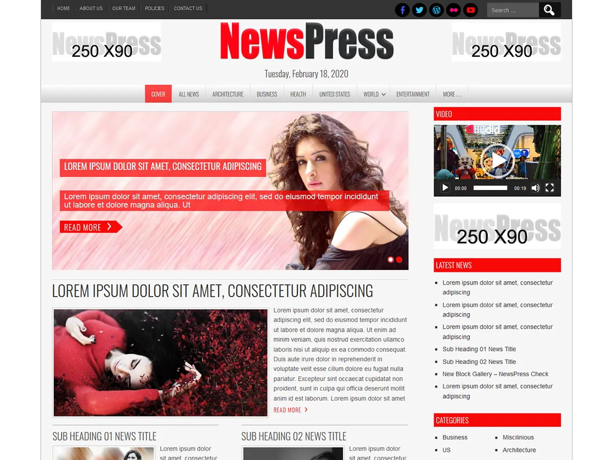 NewsPress Lite web sitesi teması önizlemesi