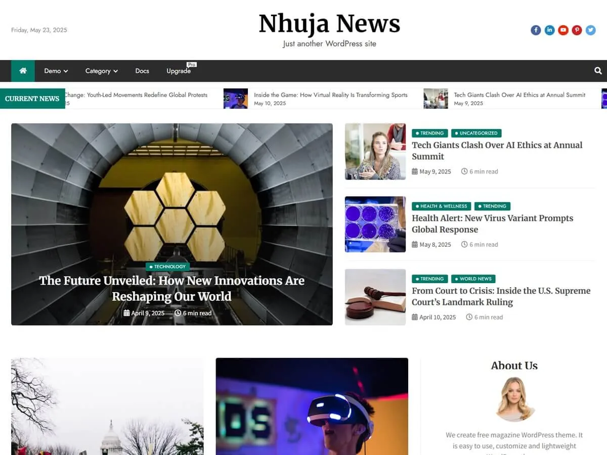 Nhuja News web sitesi teması önizlemesi