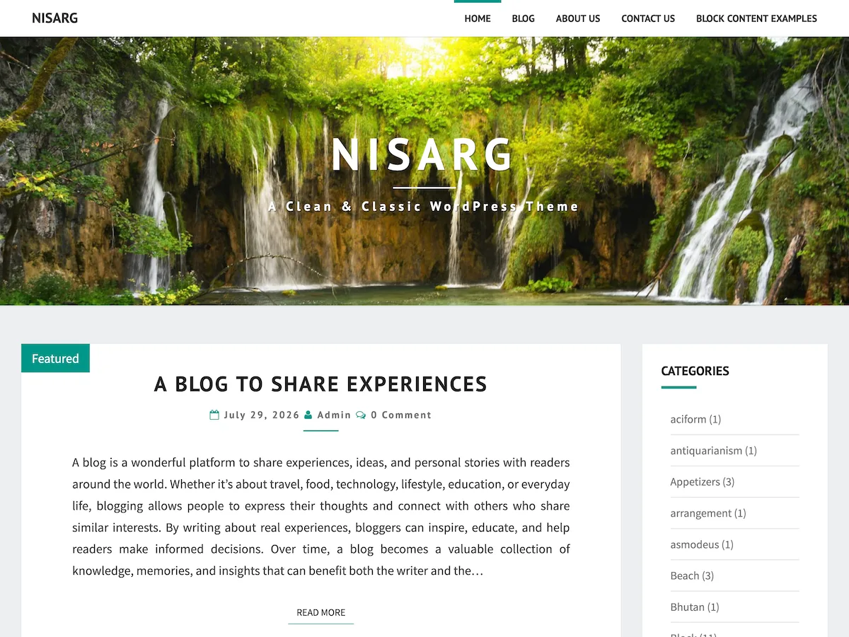 Nisarg web sitesi teması önizlemesi
