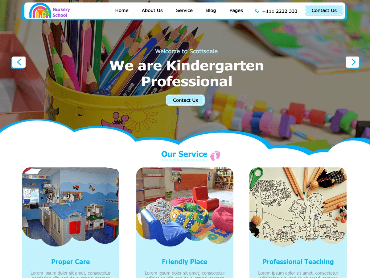 Nursery School web sitesi teması ile anaokulu web sitesi tasarımı