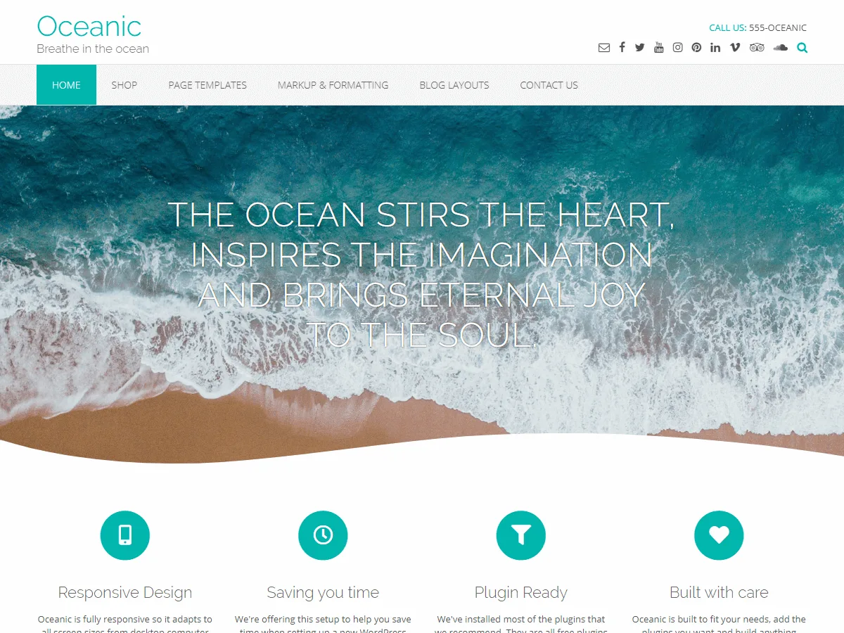 Oceanic web sitesi teması önizlemesi