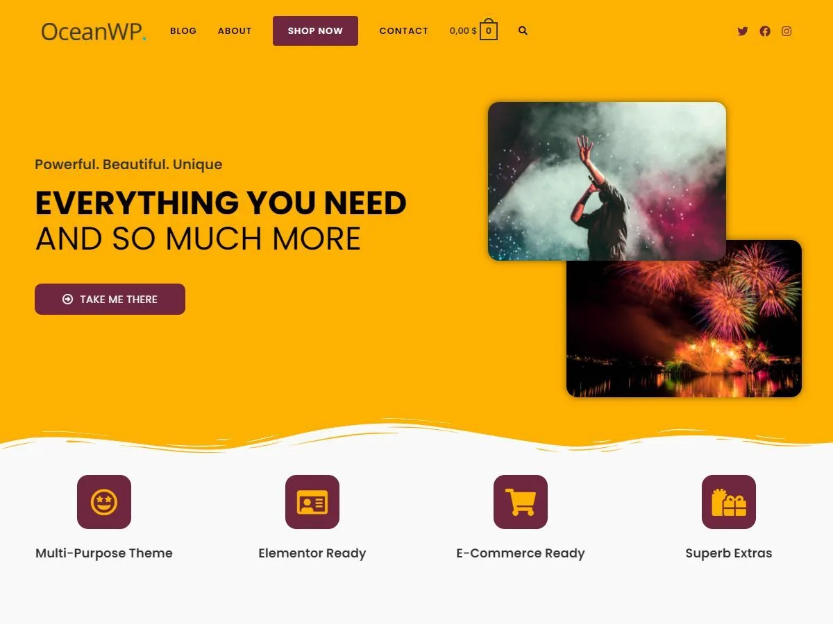 OceanWP web sitesi teması ile oluşturulmuş modern bir web sitesi örneği