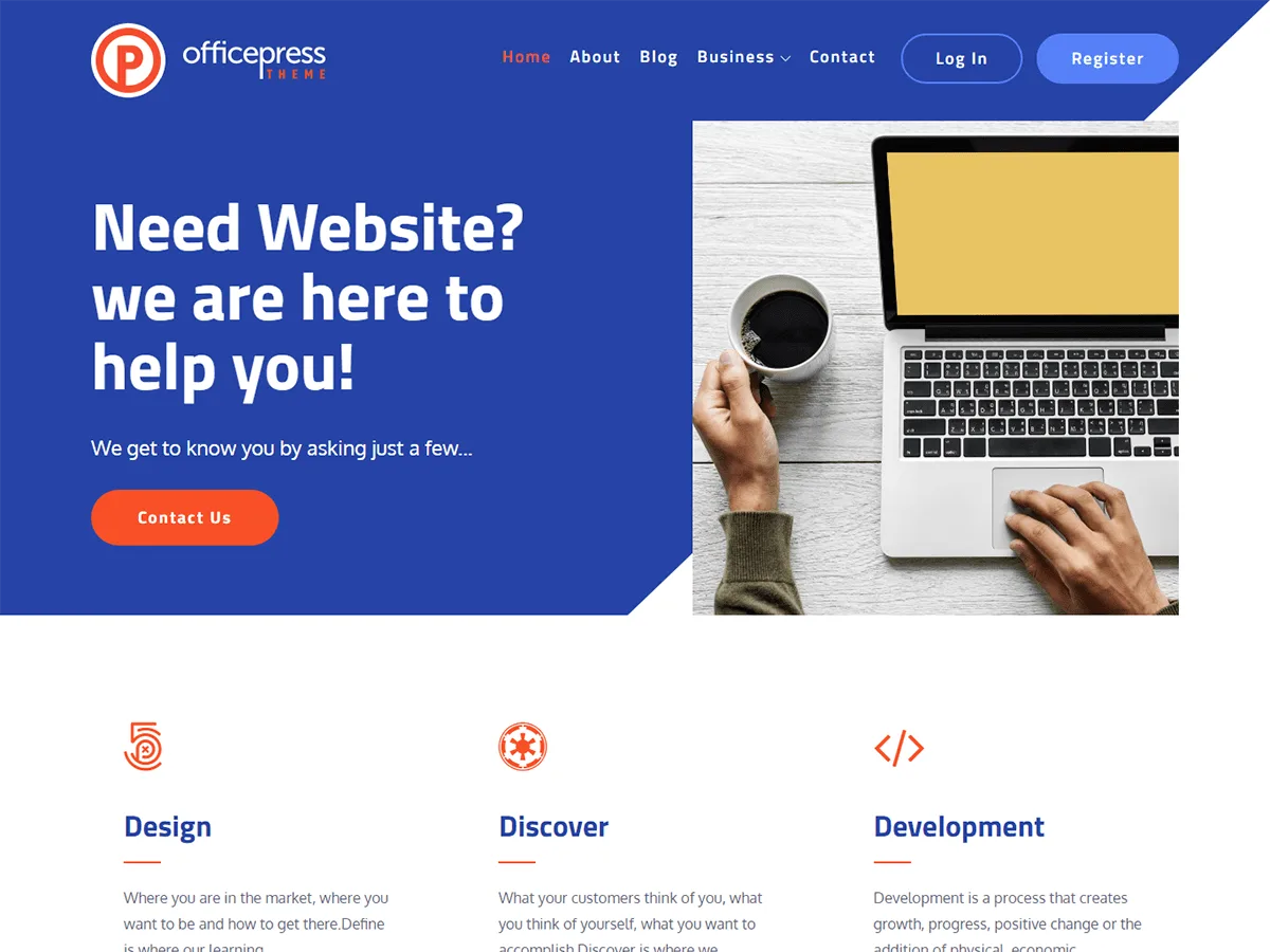 OfficePress web sitesi teması önizlemesi