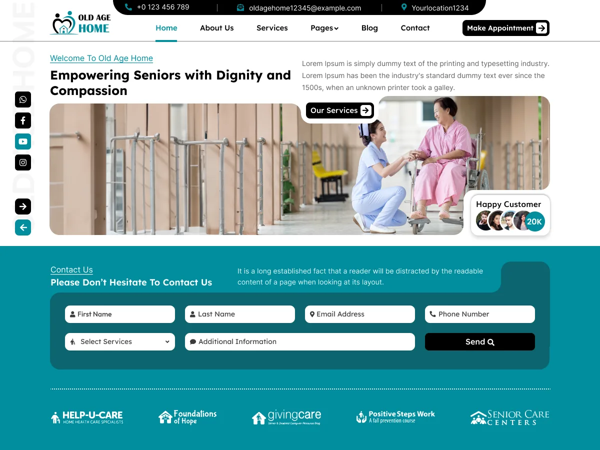 Old Age Home web sitesi teması önizlemesi