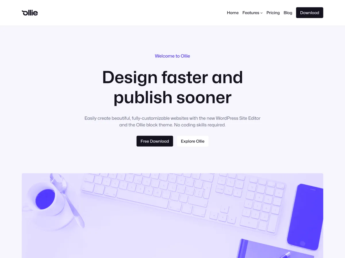 Ollie WordPress block theme preview