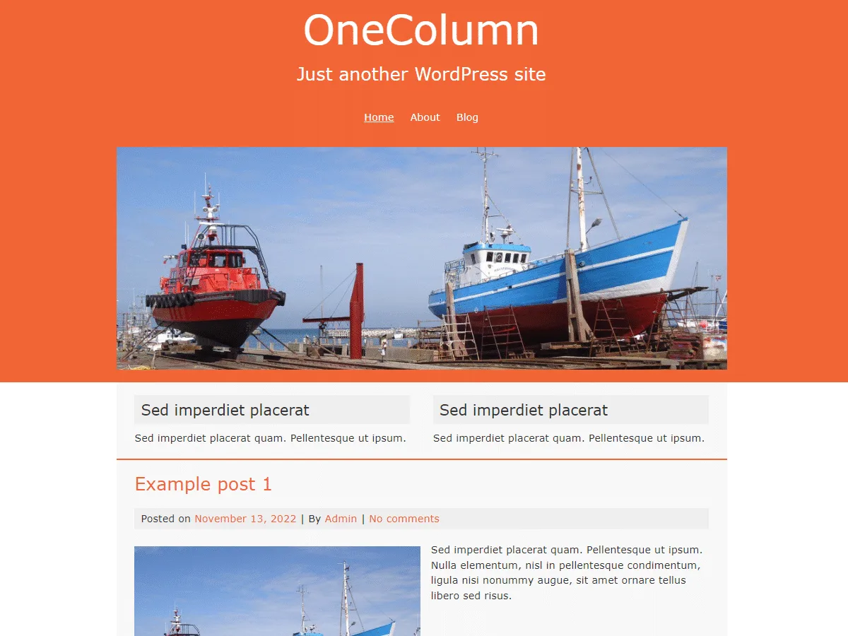 OneColumn web sitesi teması önizlemesi