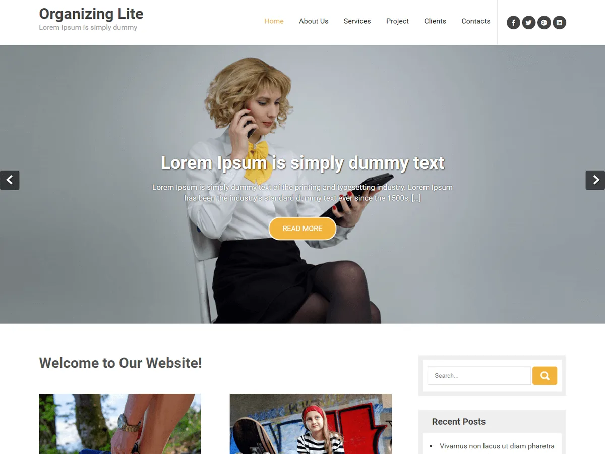 Organizing Lite web sitesi teması önizlemesi