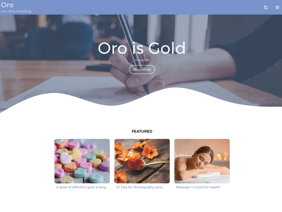 ORO web sitesi teması önizlemesi