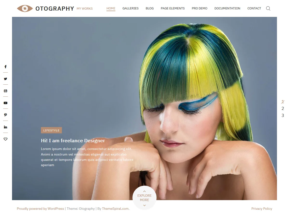 Otography web sitesi teması önizlemesi