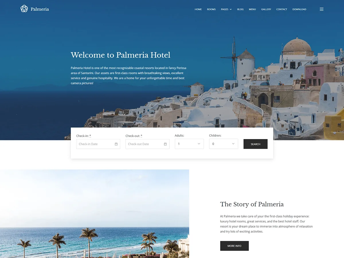 Palmeria web sitesi teması önizlemesi