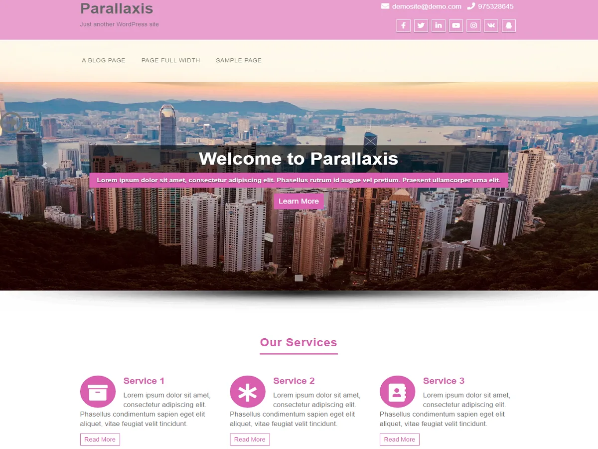 Parallaxis web sitesi teması önizlemesi