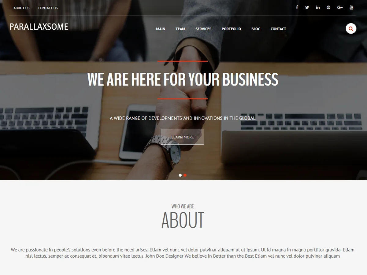 ParallaxSome web sitesi teması önizlemesi