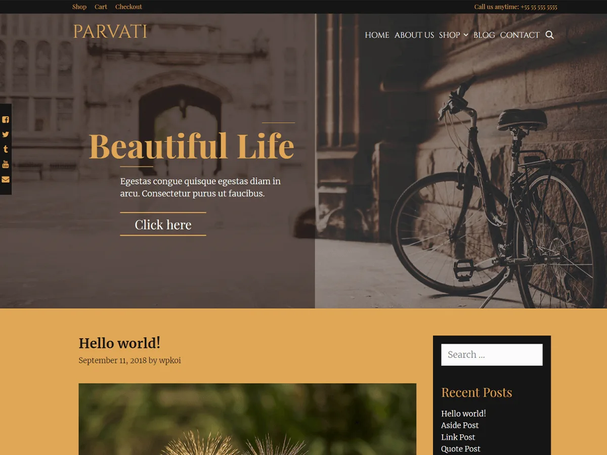 Parvati web sitesi teması önizlemesi
