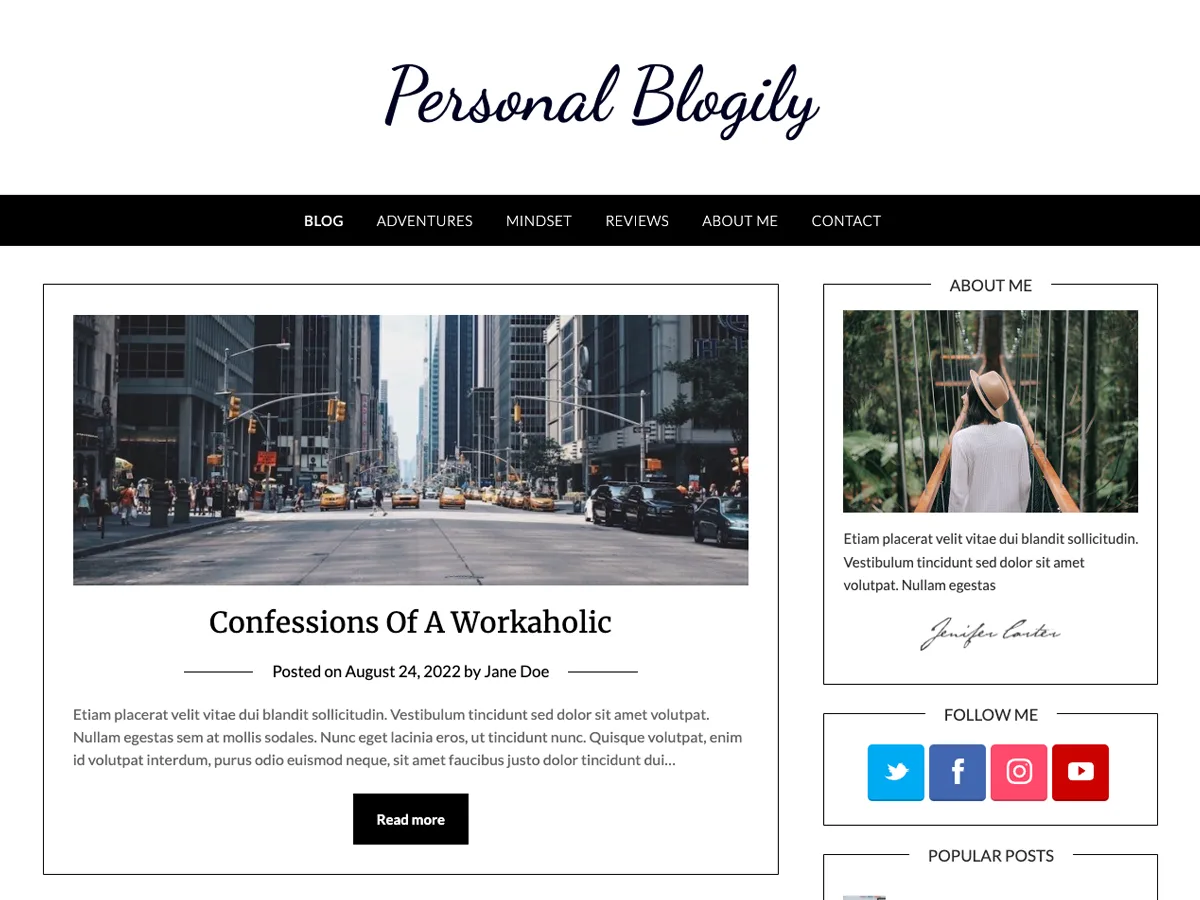 Personalblogily web sitesi teması ile kişisel blog tasarımı