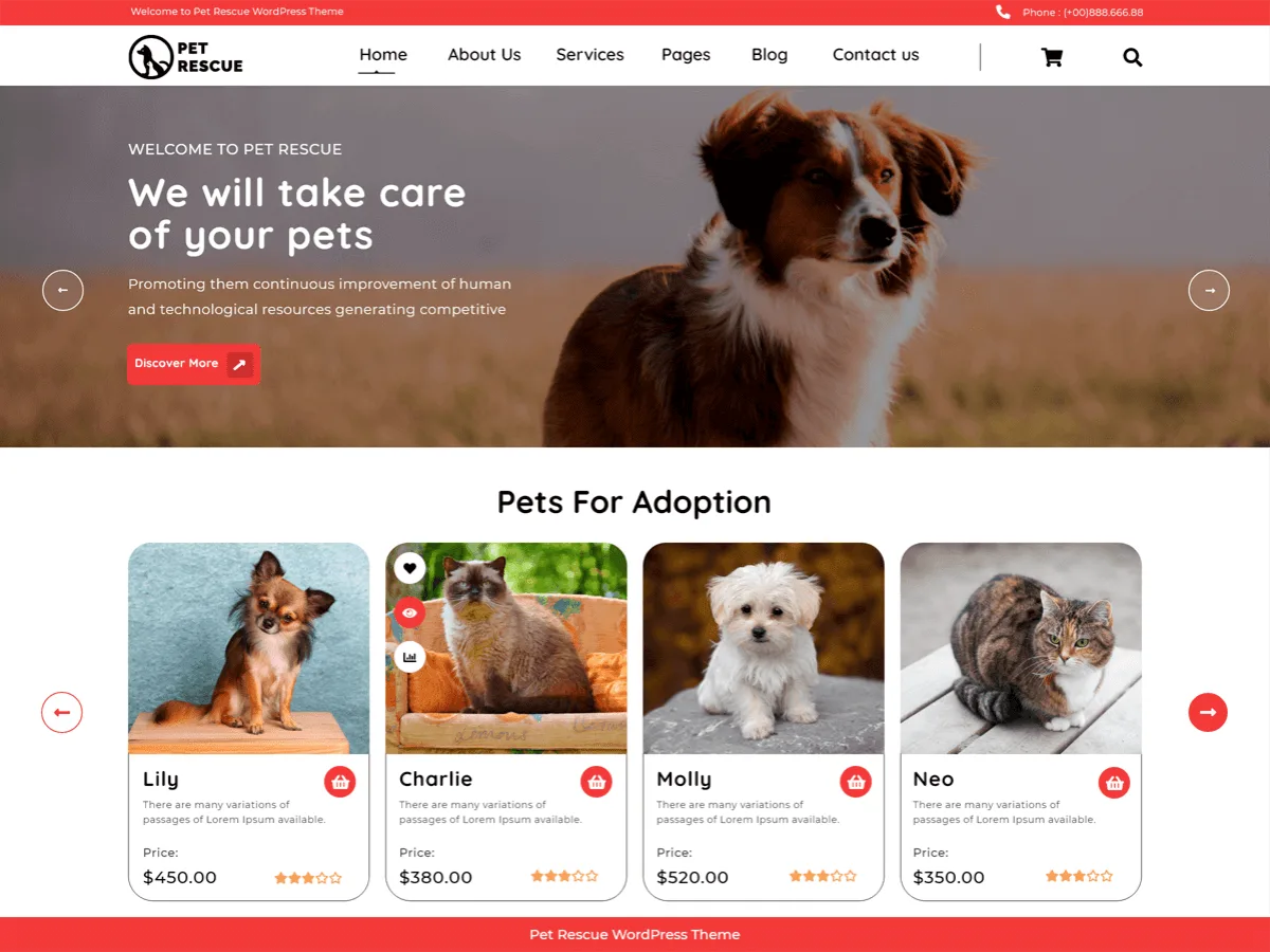 Pet Rescue Lite web sitesi teması önizlemesi
