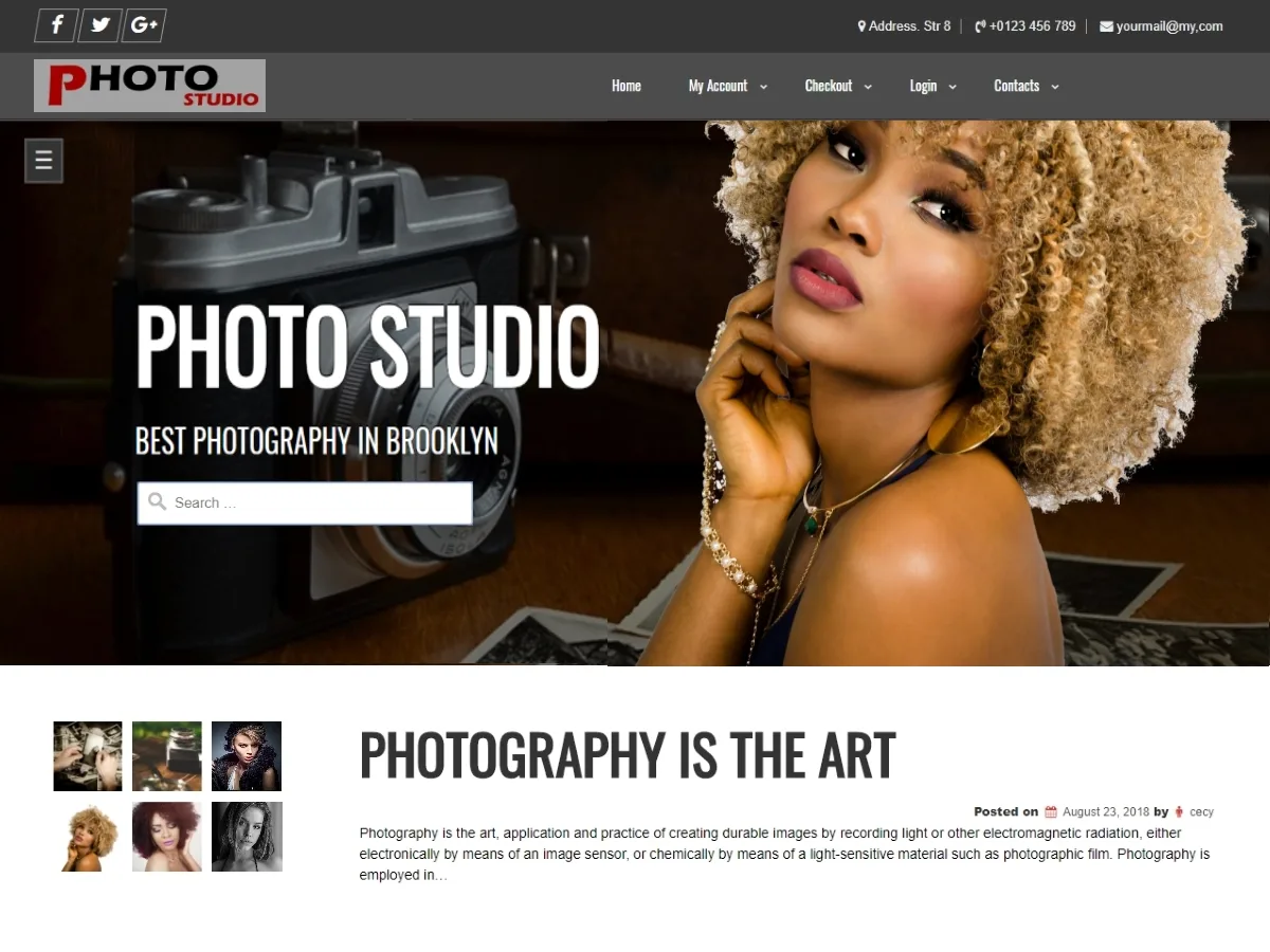 Photo Studio web sitesi teması önizlemesi