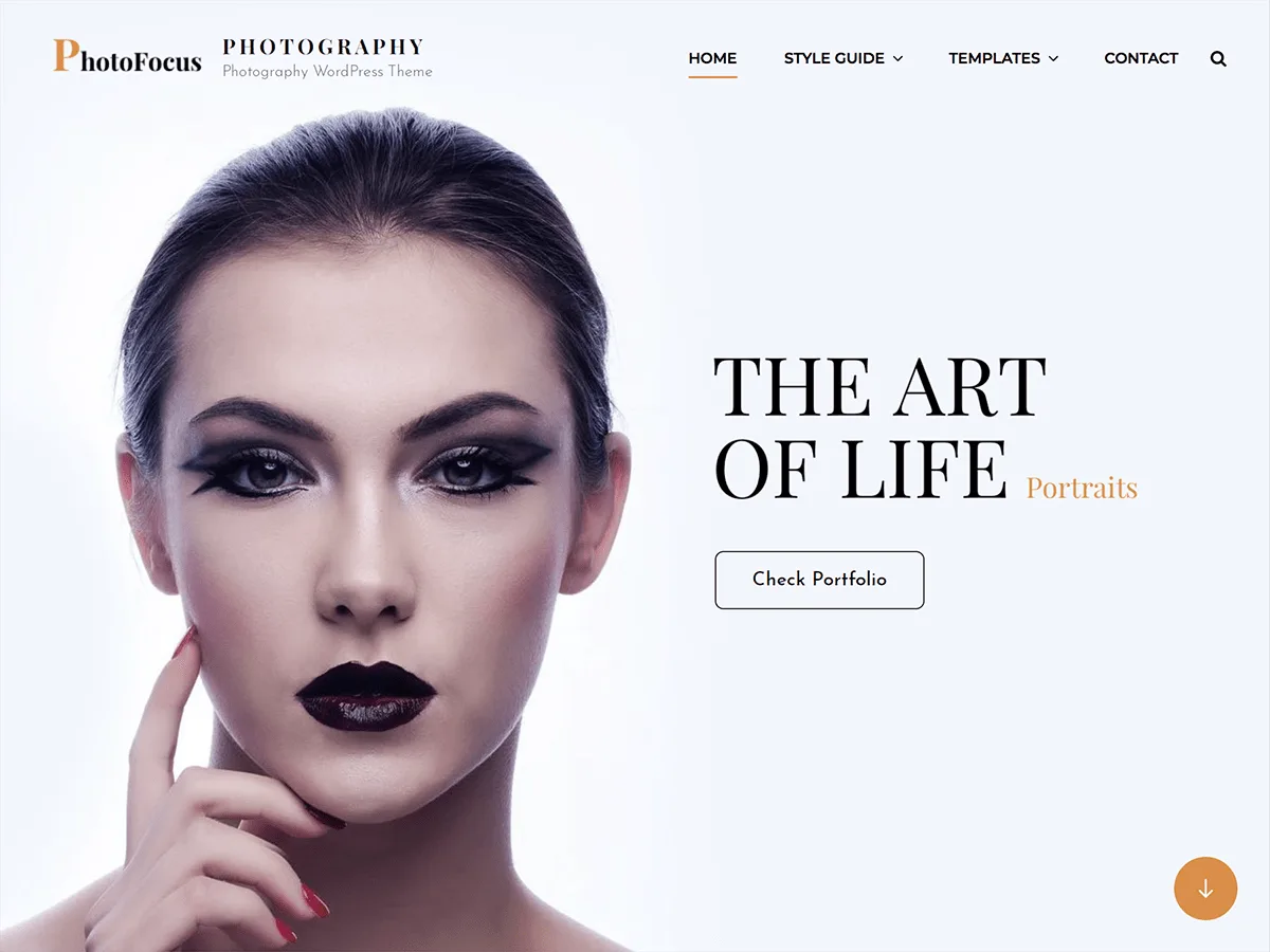 PhotoFocus Light web sitesi teması önizlemesi