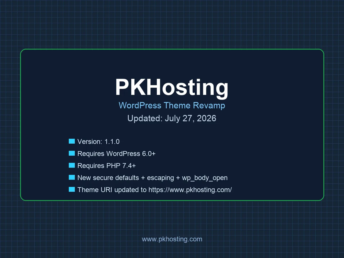 PKHosting web sitesi teması önizlemesi