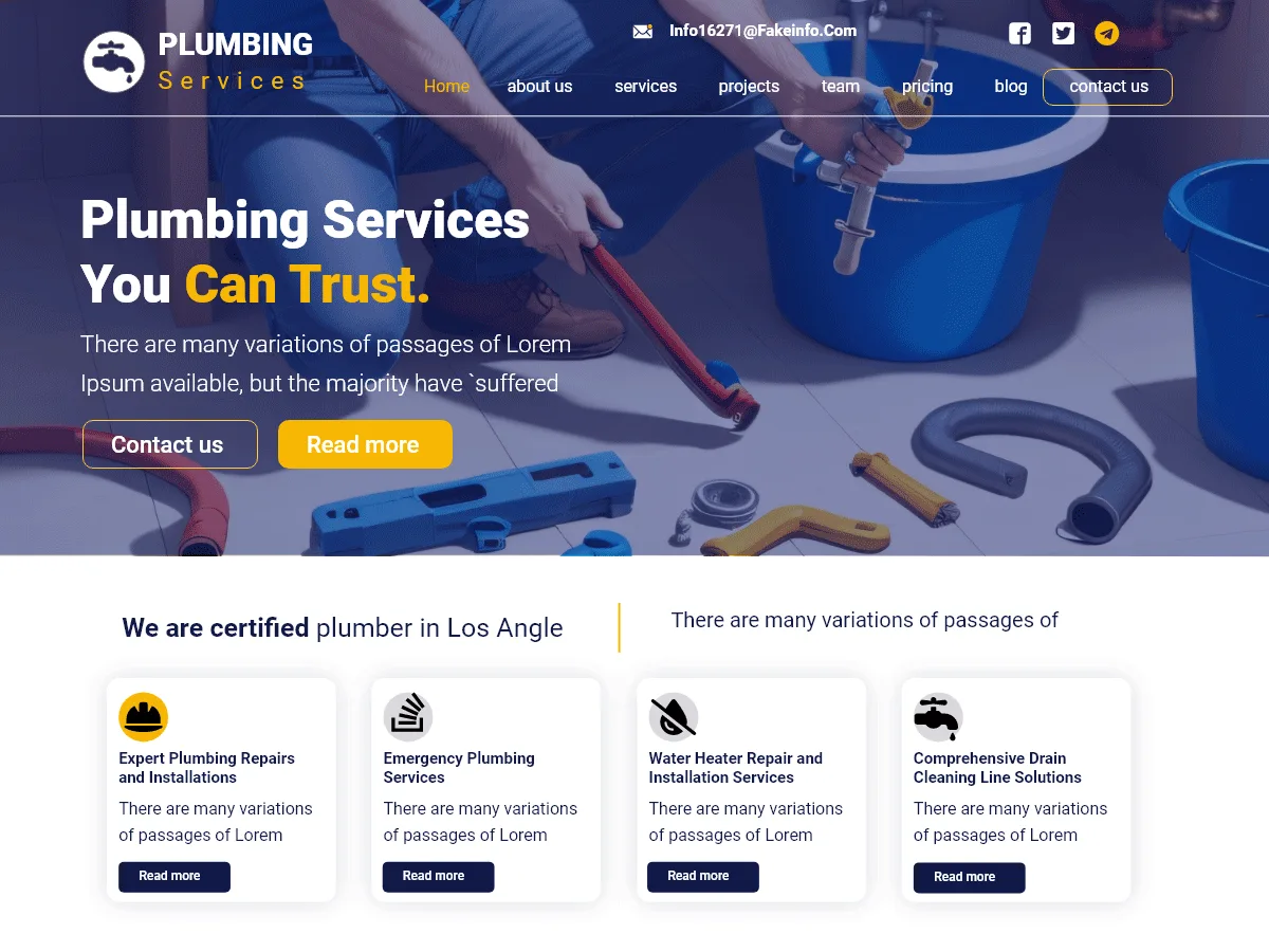 Plumbing Agency web sitesi teması ile sıhhi tesisat işletmesi için profesyonel ve mobil uyumlu web sitesi tasarımı