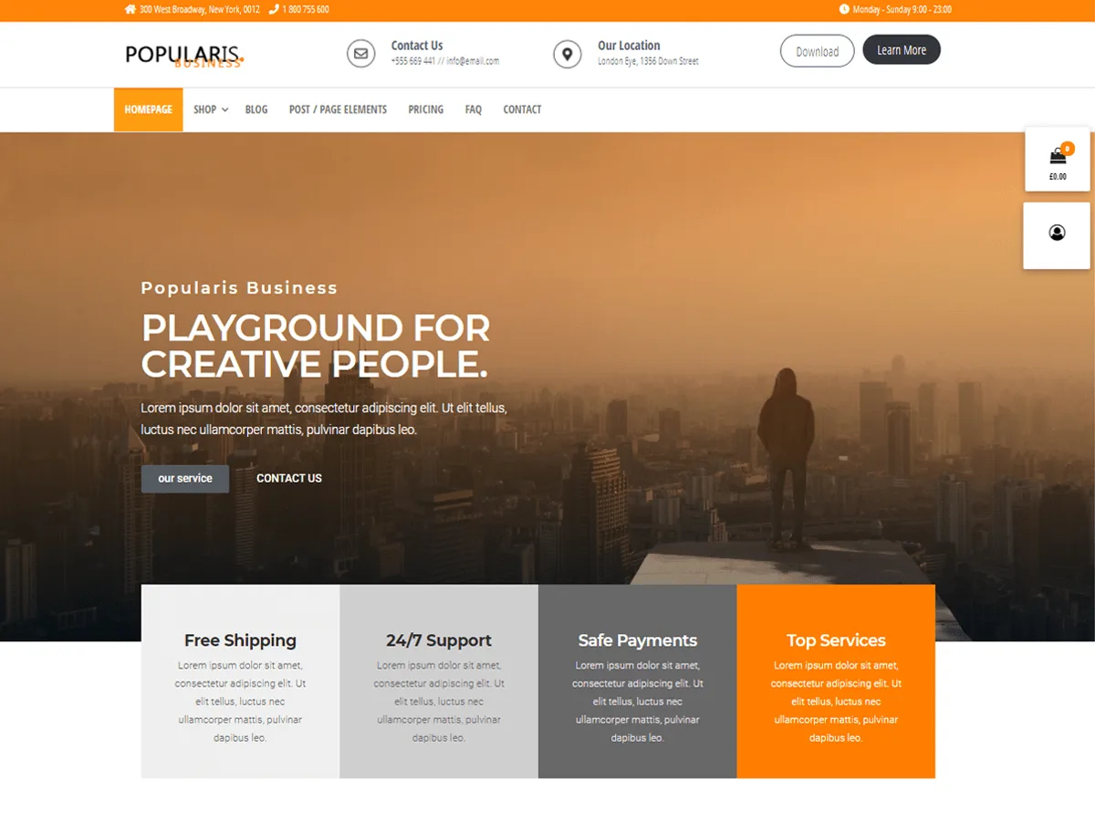 Popularis Business web sitesi teması önizlemesi