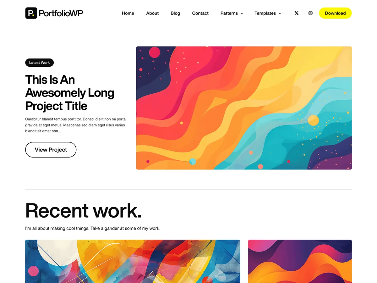 Portfolio WP web sitesi teması ile portfolyo sitesi örneği