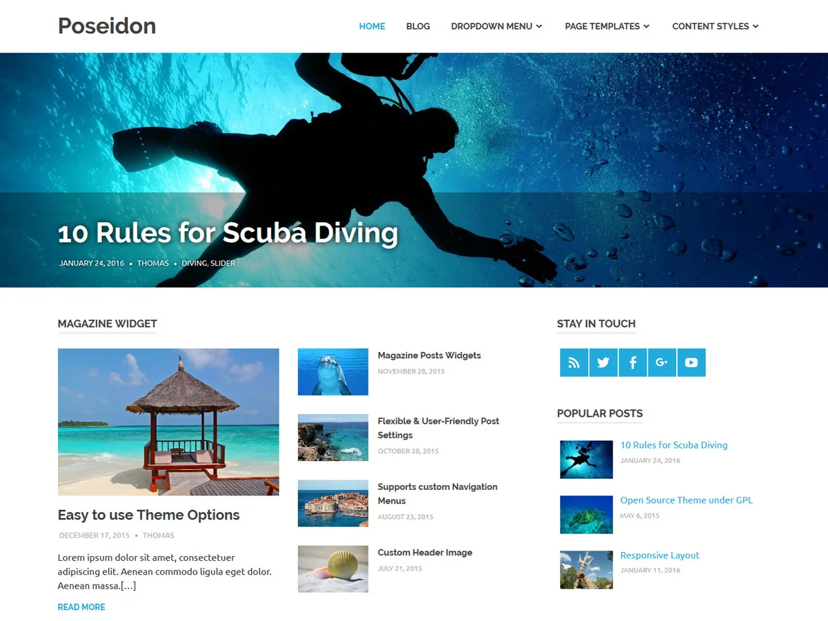 Poseidon web sitesi teması önizlemesi