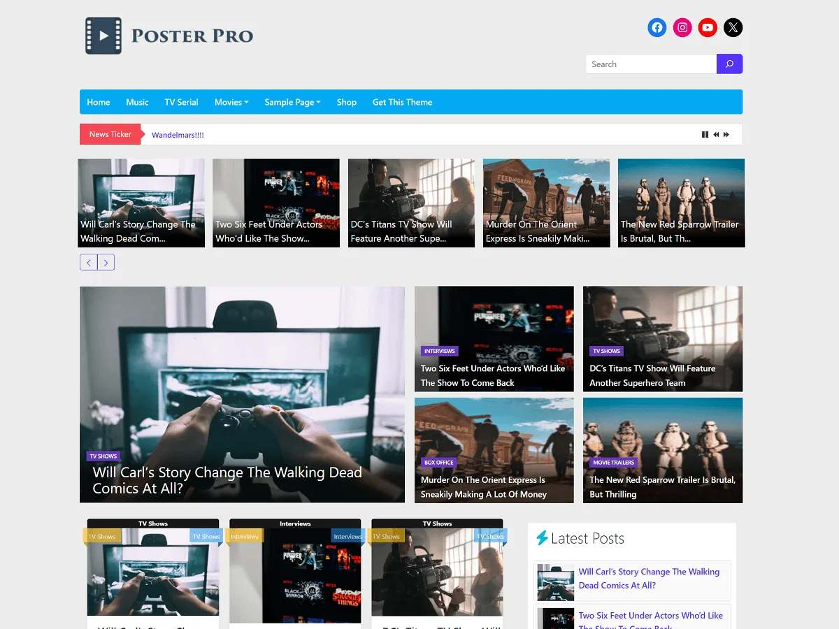 Poster web sitesi teması önizlemesi