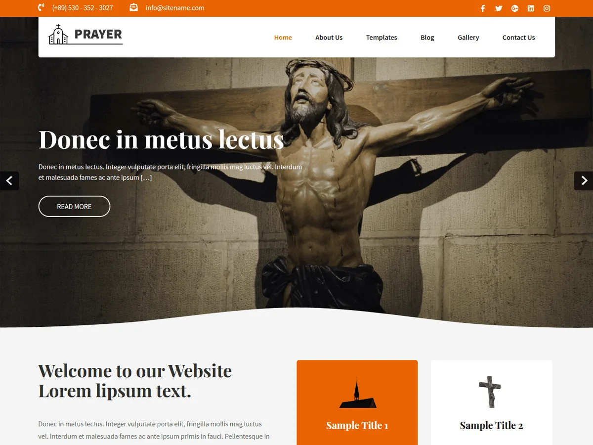Prayer Lite web sitesi teması önizlemesi