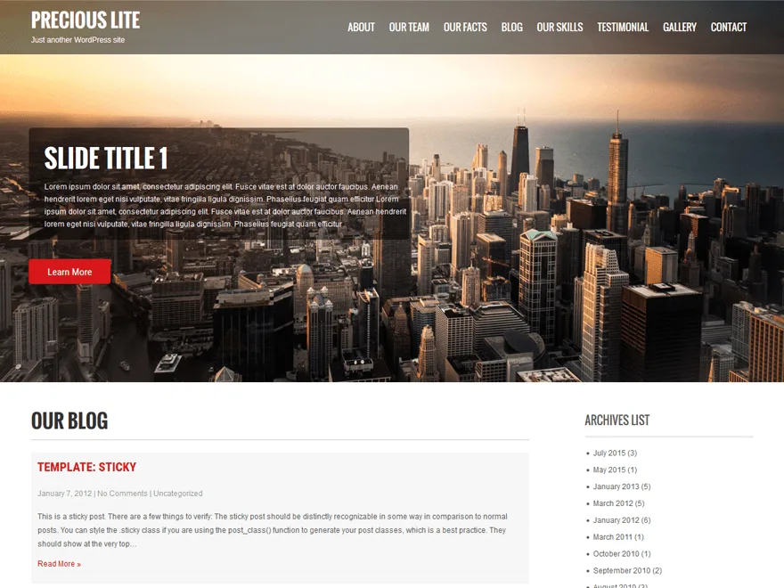 Precious Lite web sitesi teması önizlemesi