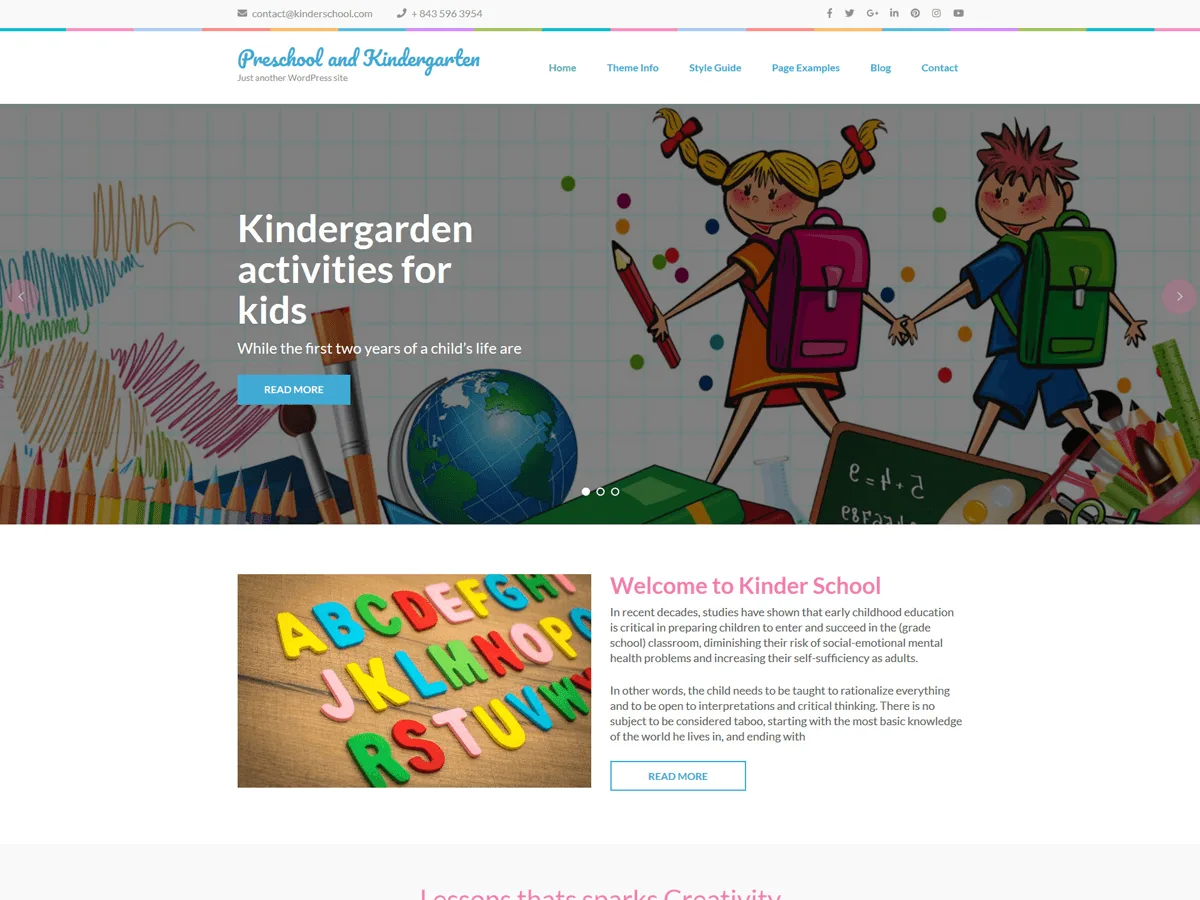 Preschool and Kindergarten web sitesi teması önizlemesi