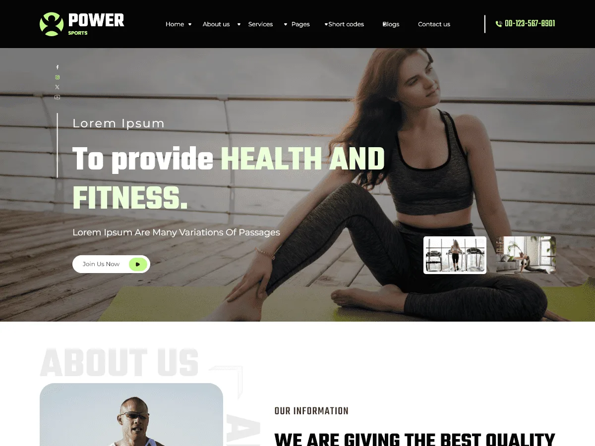 Prime Fitness Gym web sitesi teması önizlemesi