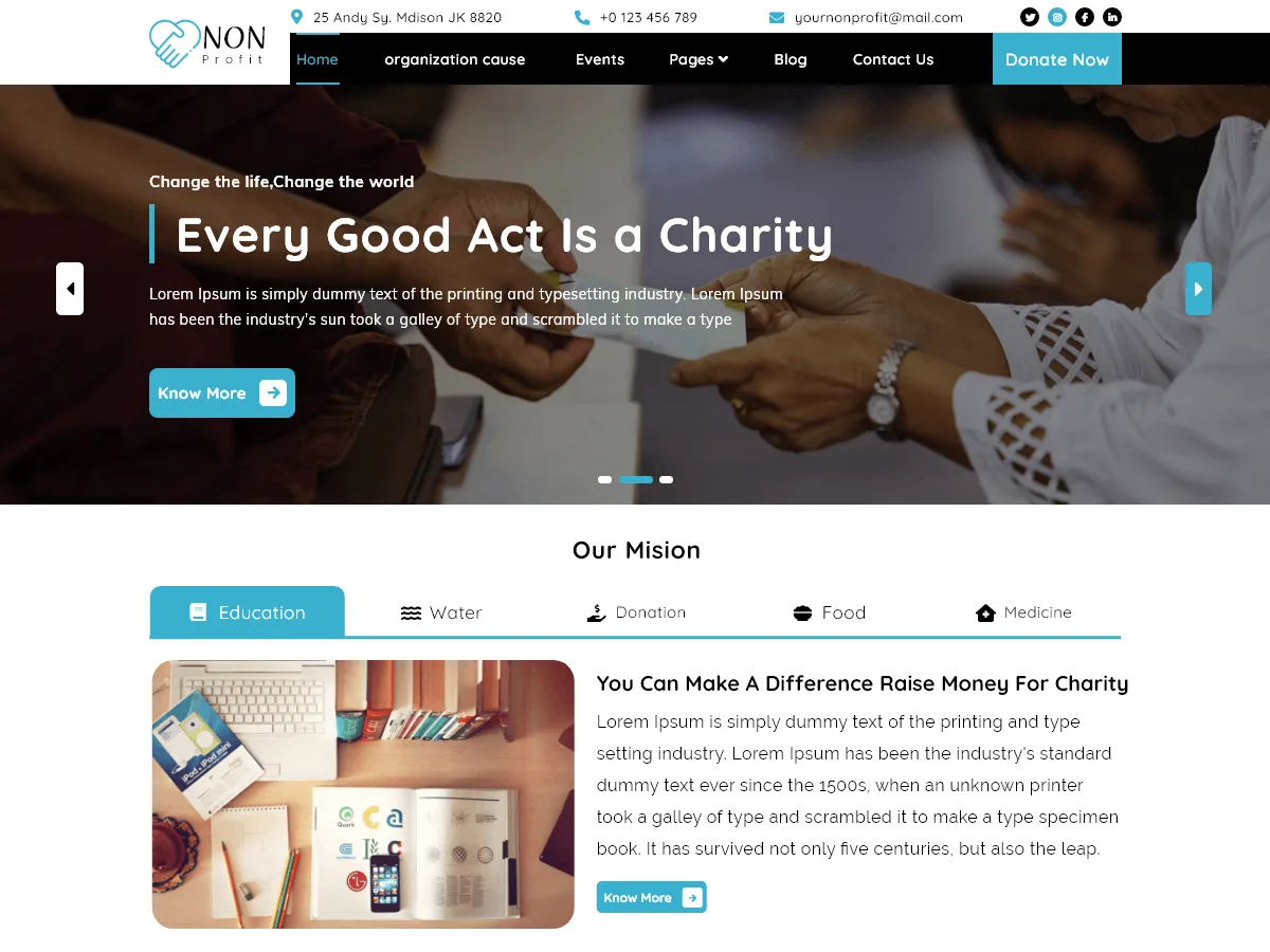 Prime Fundraiser bağış toplama web sitesi teması
